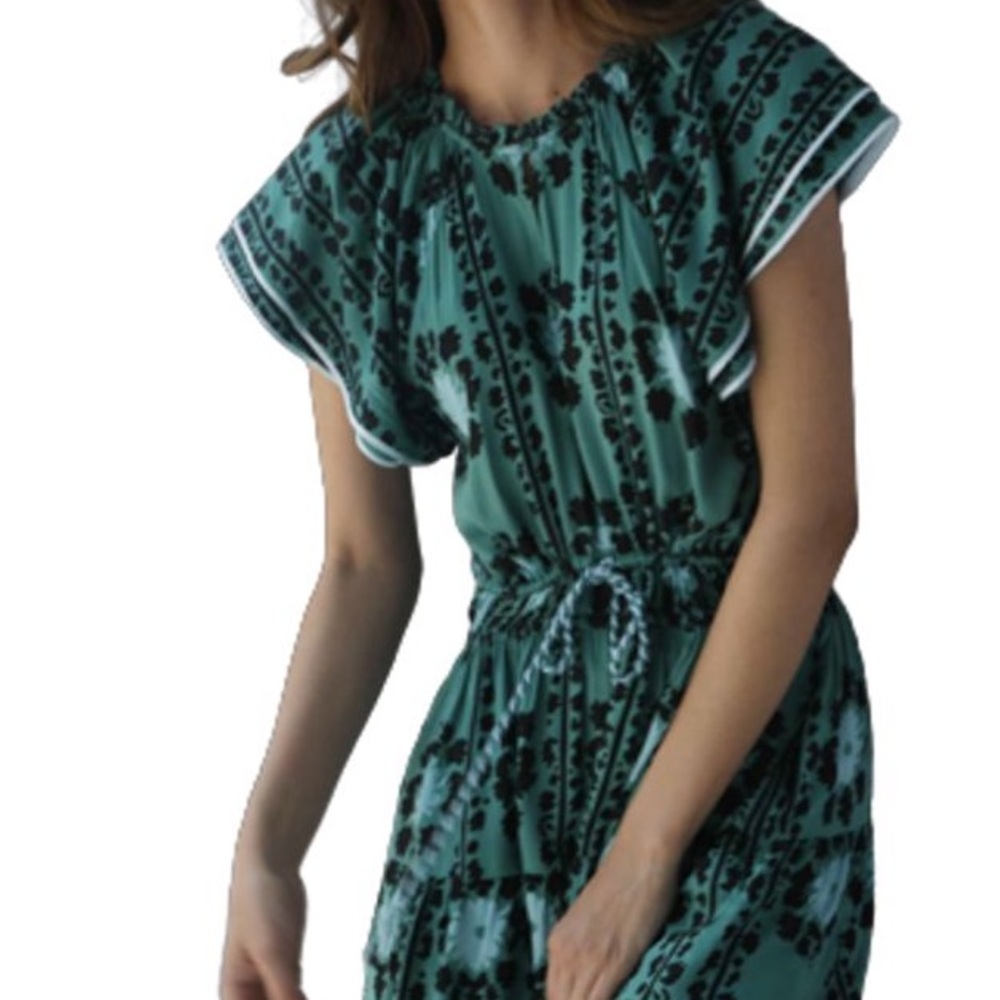 Omika Emerald Print Midi Dress